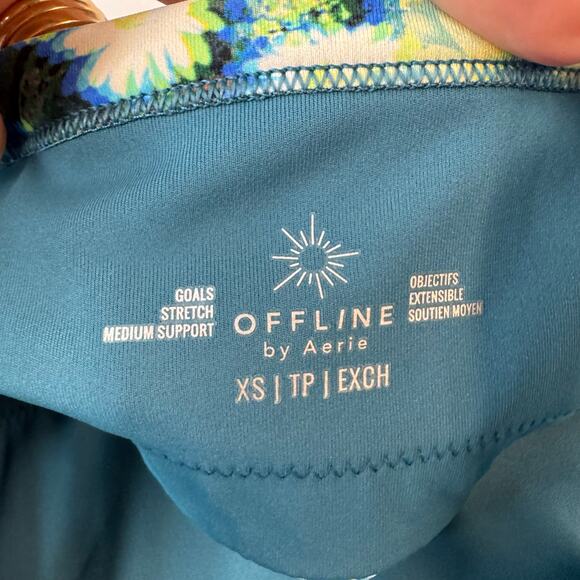 OFFLINE by Aerie 3D Square Neck Sports Bra Blue Path Adjustable Straps XS NWT - Picture 7 of 8
